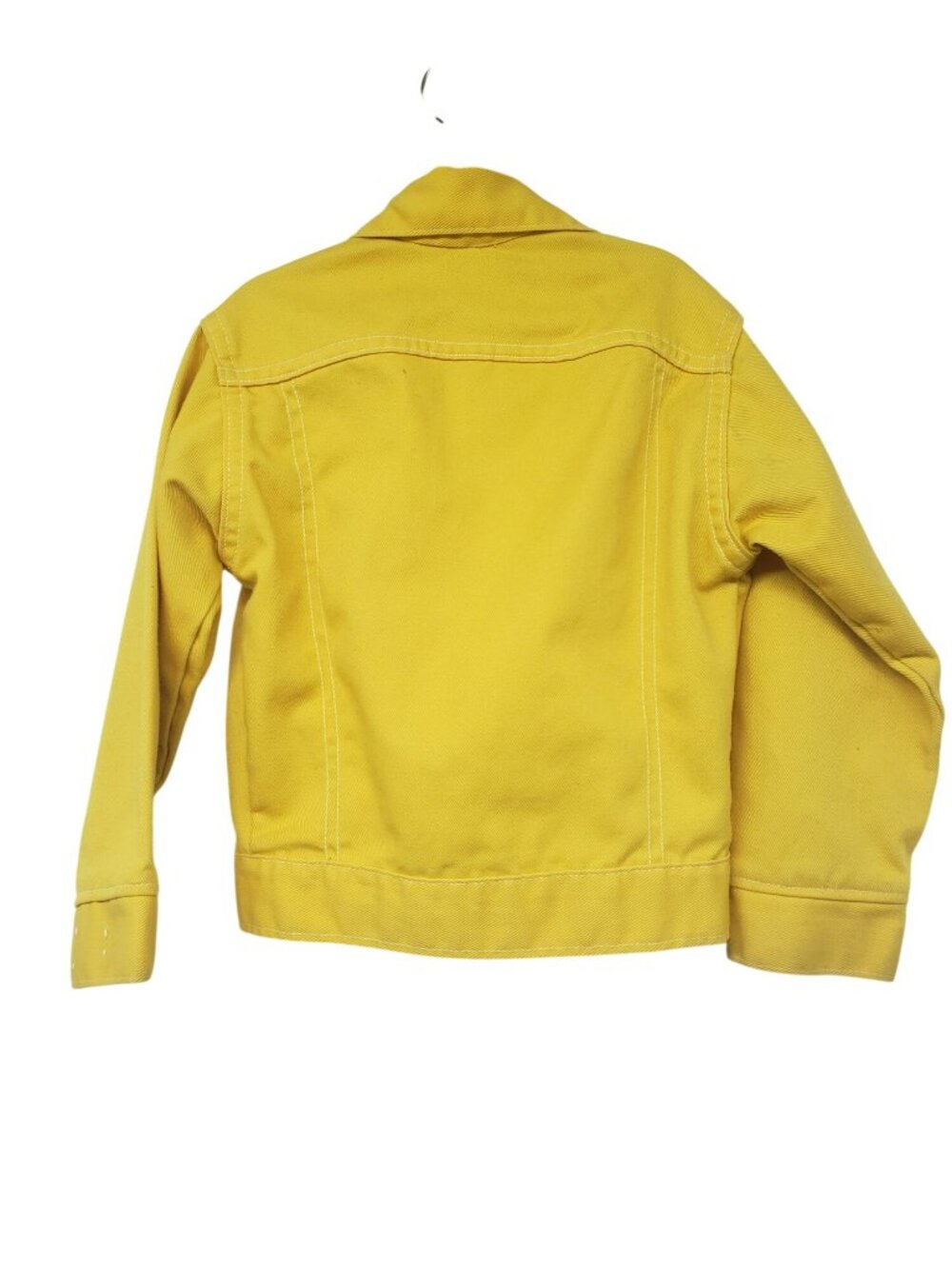 Vintage Levi's Saddleman Kids Youth Yellow Denim Jean Jacket FLAWS Girls Size 7 - Picture 10 of 16